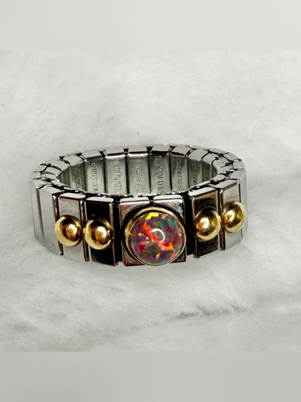 Nomination Stretch Ring Gold 750 18k Stainless Steel Opal
